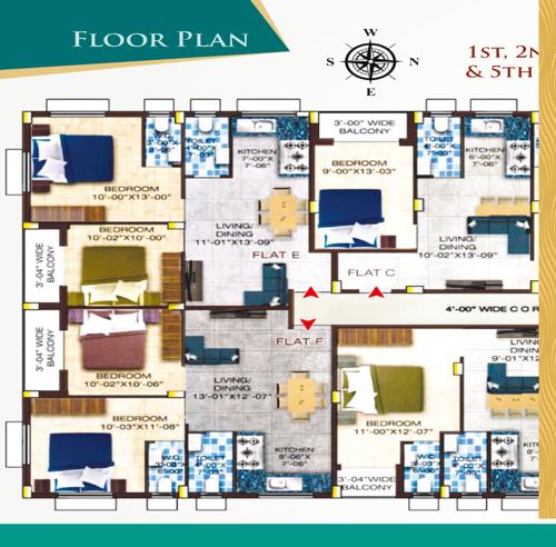  eco-prahari-village Tower 1, 2, 3, And 4 Cluster Plan From 1st To 5th Floor