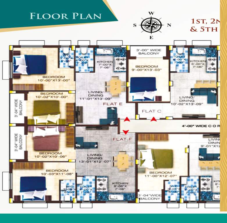  eco prahari village Tower 1, 2, 3, And 4 Cluster Plan From 1st To 5th Floor