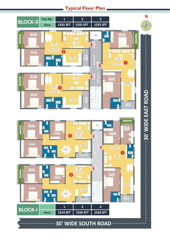  lake ridge Block I And II Cluster Plan For Typical Floor