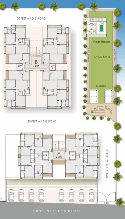  shlok heights A, B Typical Cluster Plan