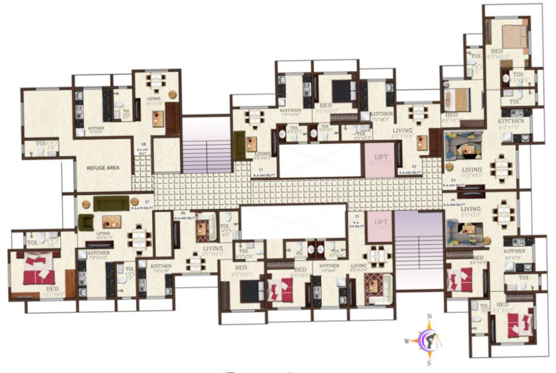  sheetal abhishek Sheetal Abhishek Cluster Plan For 8th , 13th And 18th Floor