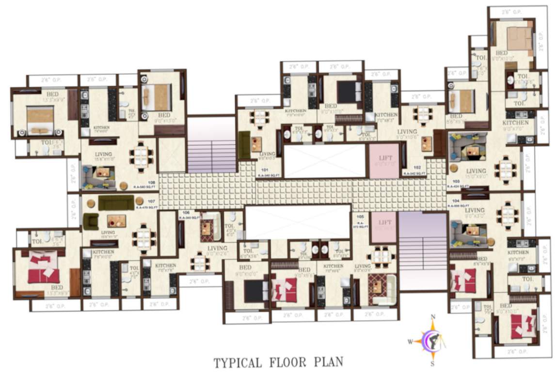  sheetal abhishek Sheetal Abhishek Cluster Plan From 1st to 23th Floor Except 8th, 13th And 18th Floor