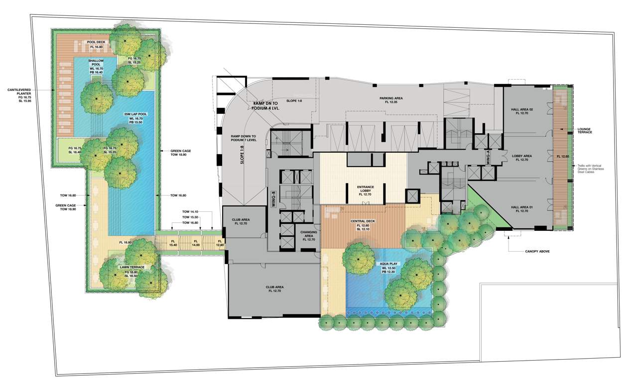  mezzo 22 Dosti Mezzo 22 Wing A, B Podium Cluster Plan For 4th Floor