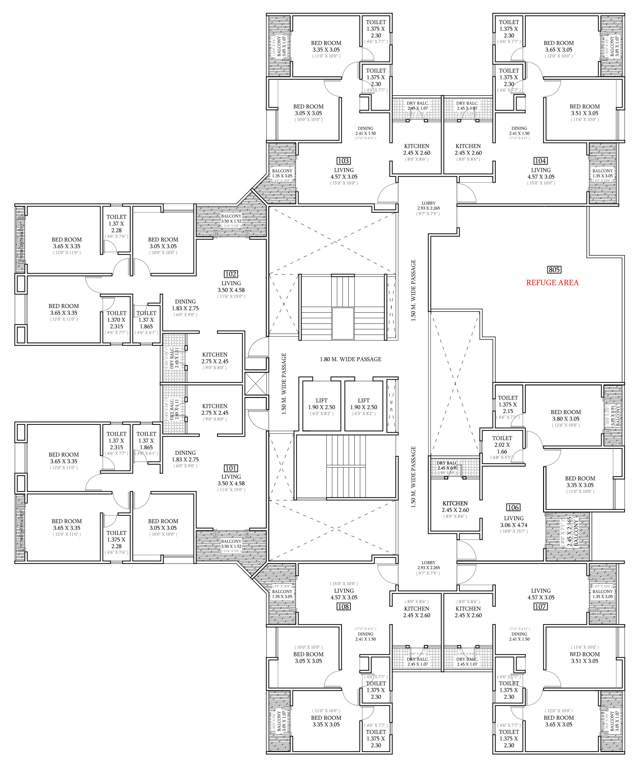  basil mondale Wing A1 To A6 Cluster Plan For 8th And 12th Floor