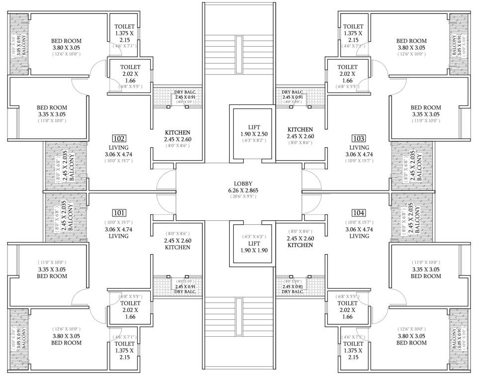  basil mondale Wing A1 To A6 Cluster Plan From 1st To 10th Floor Except 8th Floor