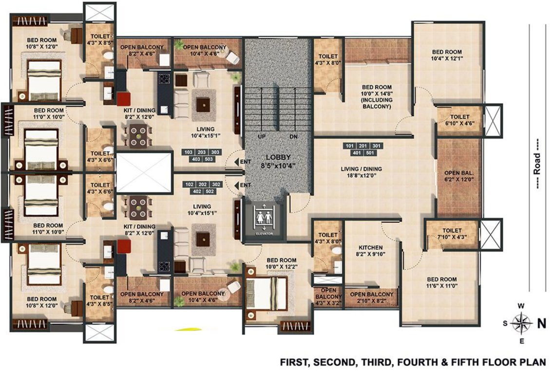  trimurti Trimurti Cluster Plan from 1st to 5th Floor
