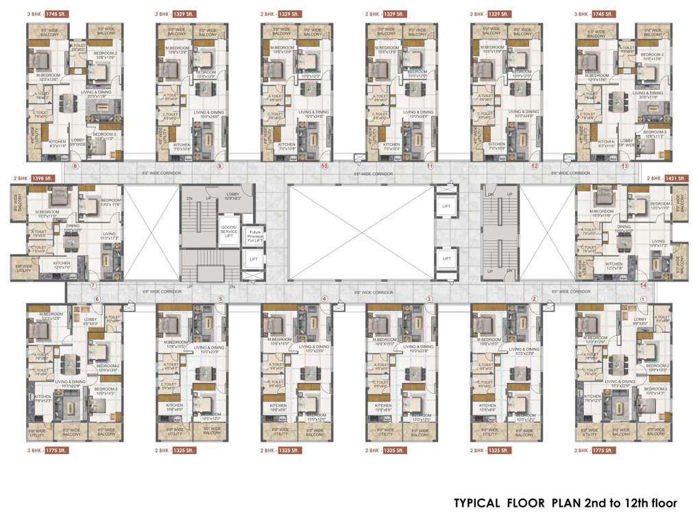  svc indraprastha Block C Cluster Plan from 2nd to 12th Floor
