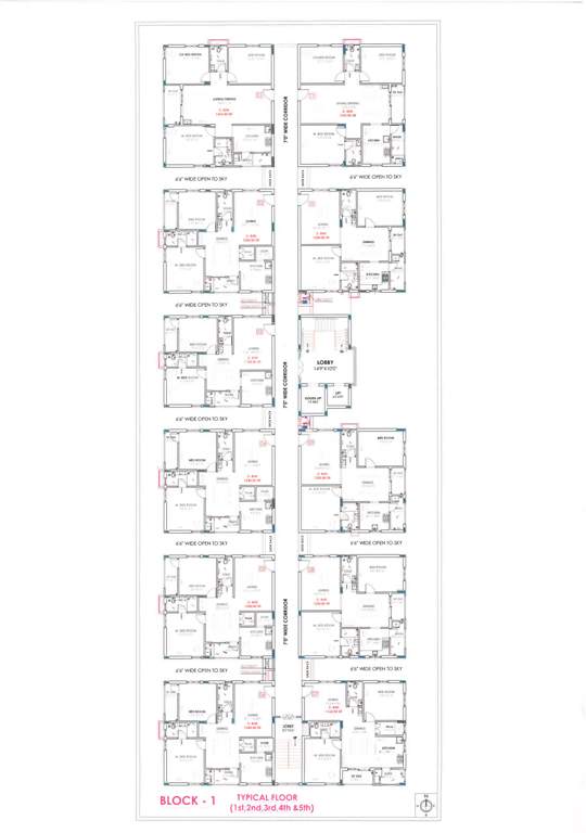  m j lakeview Block 1 Cluster Plan from 1st to 5th Floor