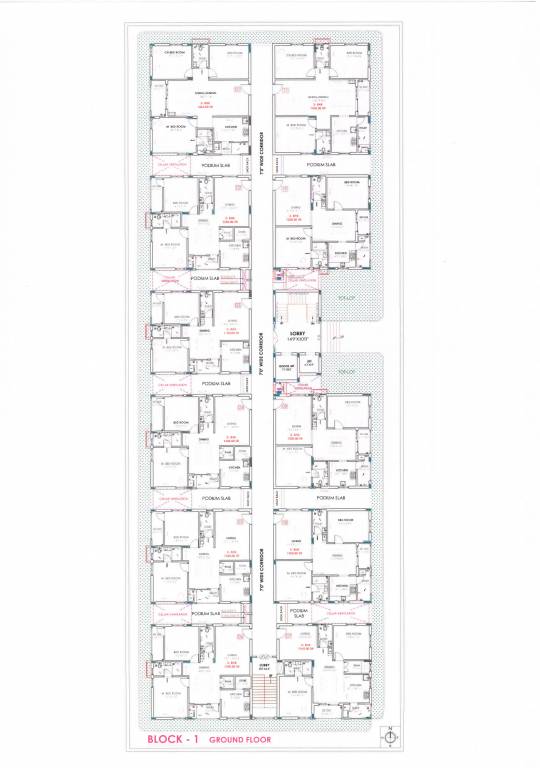 m j lakeview Block 1 Ground Floor Cluster Plan