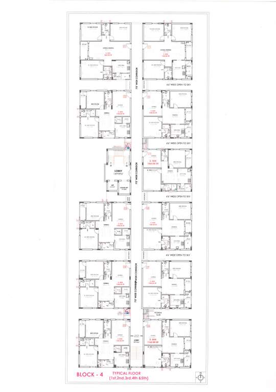  m j lakeview Block 4 Cluster Plan from 1st to 5th Floor
