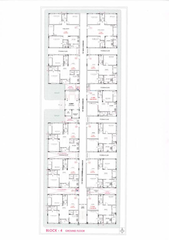  m j lakeview Block 4 Ground Floor Cluster Plan