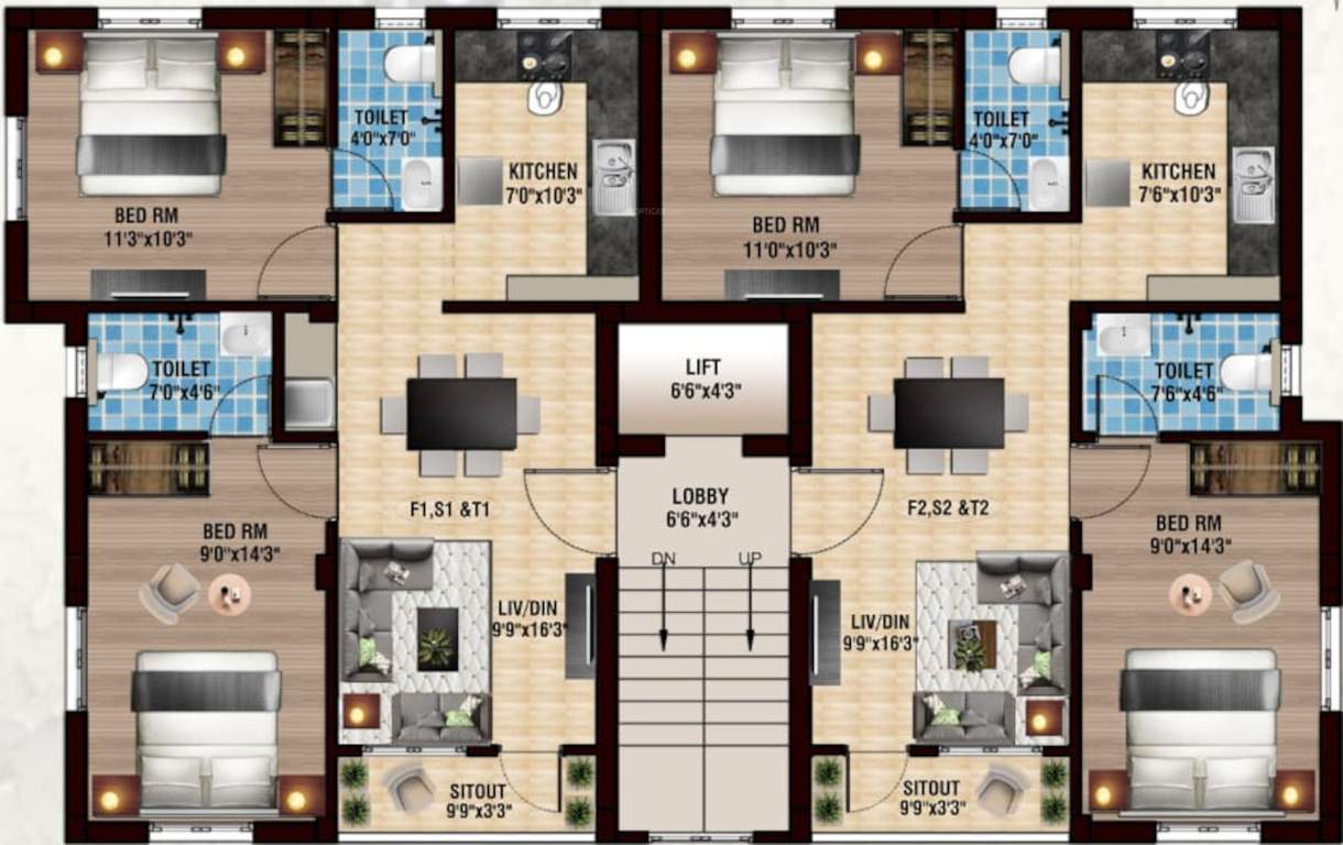  sv homes SV Homes Cluster Plan From 1st To 3rd Floor
