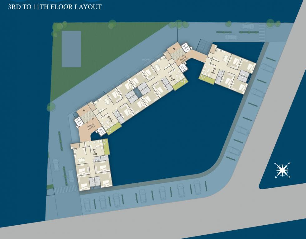 bellevue Tower A And Tower B Cluster Plan from 3rd to 11th Floor