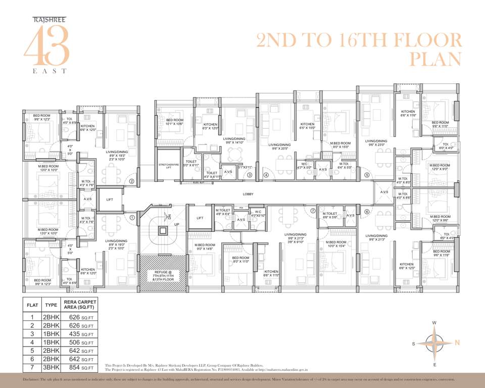  forty three east Forty Three East Cluster Plan from 2nd to 16th Floor