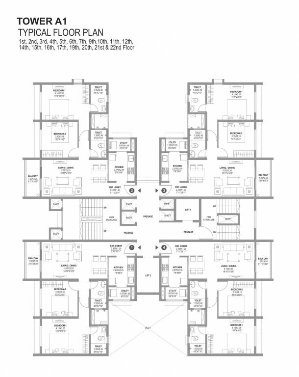  sterling Tower A Cluster Plan for Typical Floor