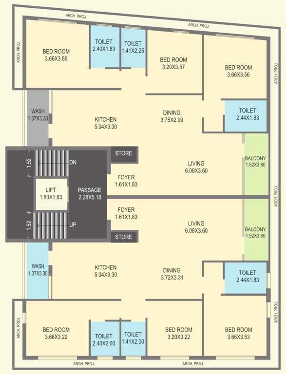  govardhan residency Tower B Cluster Plan from 1st to 7th Floor
