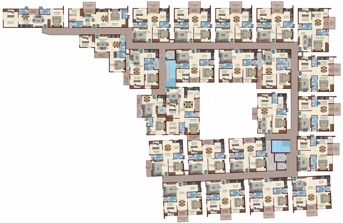  green gardens Cluster Plan From 1st To 3rd Floor