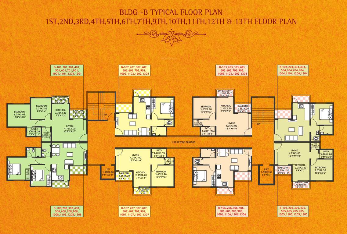  legacy Wing B Cluster Plan From 1st, 2nd 3rd, 4th, 5th, 6th, 7th, 9th, 10th 11th, 12th And 13th Floor