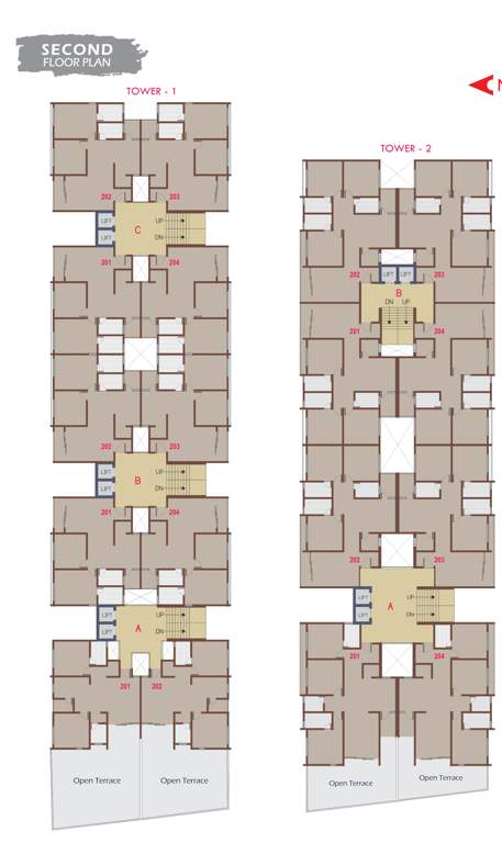  taiba platinum Tower 1 And Tower 2 Cluster Plan for 2nd Floor