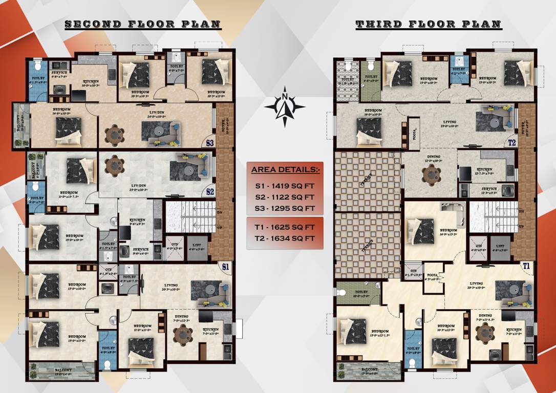  sai varalakshmi flats Sai Varalakshmi Flats Cluster Plan from 2nd to 3rd Floor