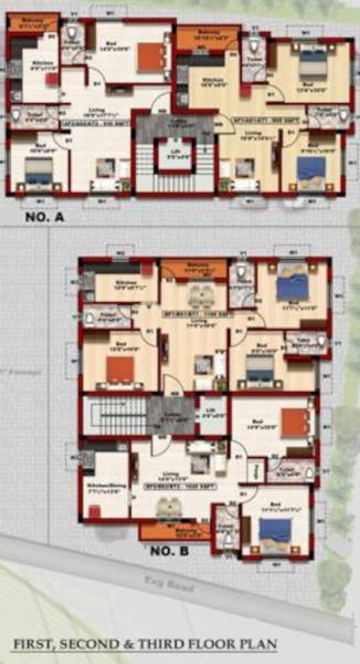  paviithram Block A, B Cluster Plan For 1st 2nd And 3rd Floor