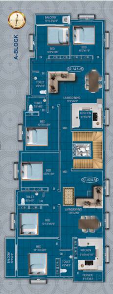 shankara-flats Block A Cluster Plan For Typical Floor