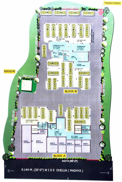  apartment Block   A, B, C Ground Cluster Plan