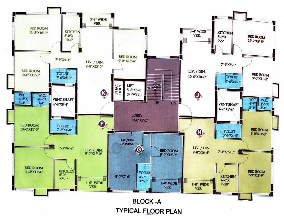  apartment Block   A Cluster Plan From 1st To 4th Floor