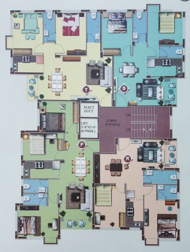  apartment Block - B Cluster Plan From 1st To 4th Floor