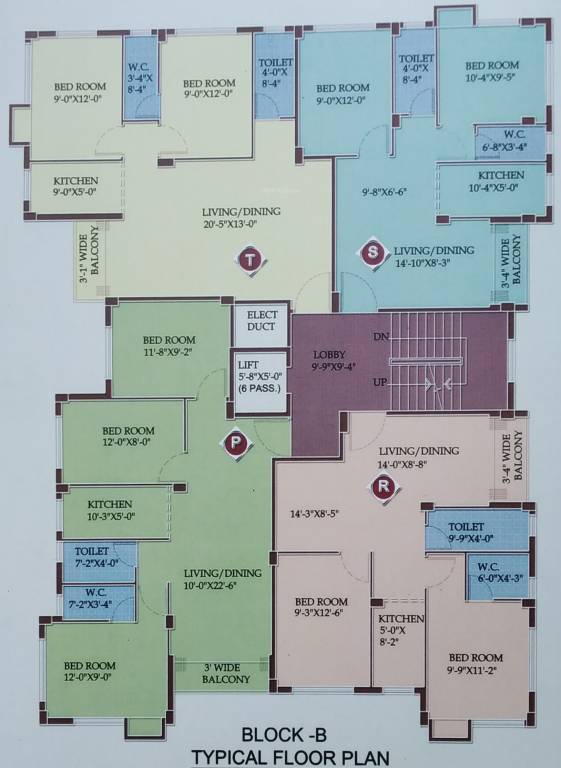  apartment Block   B Typical Cluster Plan