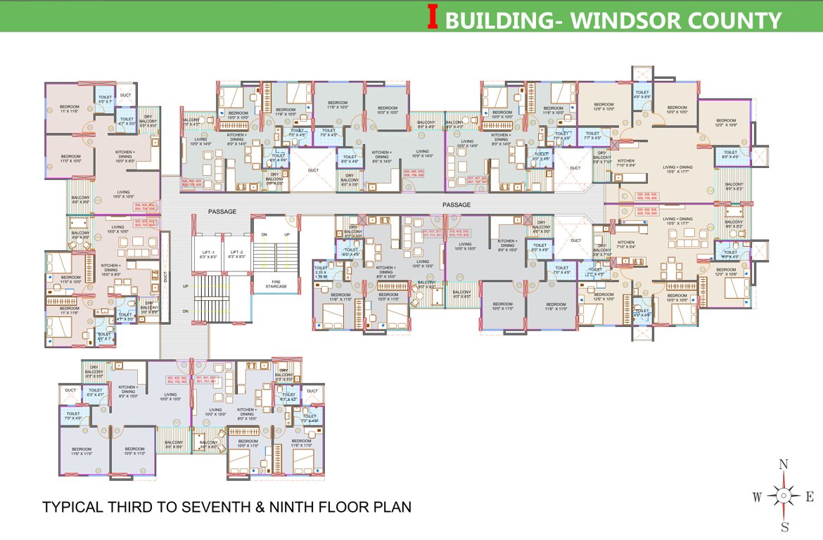 county phase iv wing i County Wing I Cluster Plan from 3rd to 9th Floor