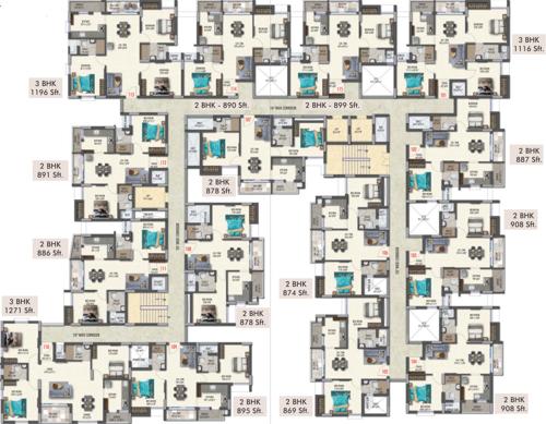  pavani-northstar Tower 1 Cluster Plan from 1st to 14th Floor