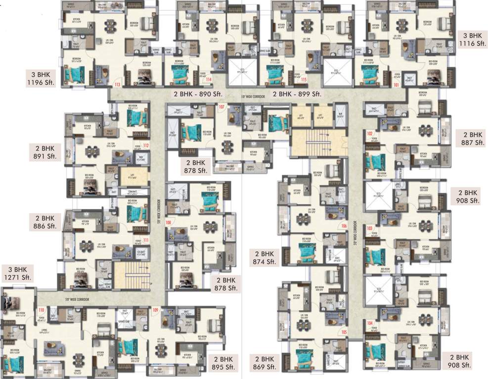  pavani northstar Tower 1 Cluster Plan from 1st to 14th Floor
