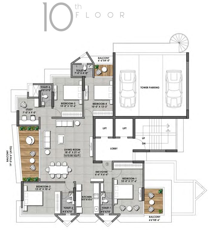  heights Atharv Heights Cluster Plan for 10th Floor