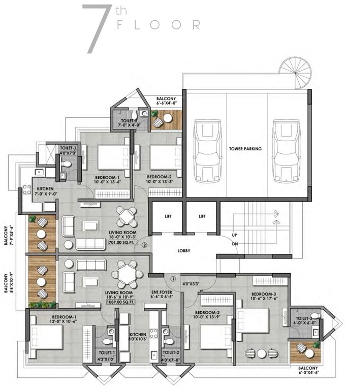  heights Atharv Heights Cluster Plan for 7th Floor