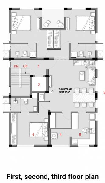  subramanya Subramanya Cluster Plan from 1st to 3rd Floor