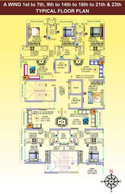  magathane press enclave chsl Magathane Press Enclave CHSL Cluster Plan For 1st To 7th, 9th To 14th, 16th To 21st, & 23rd Floor