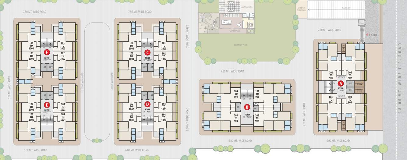  sky Block A , B, C, D, E and F ClusterCluster Plan from 1st to 10th Floor