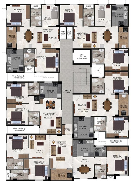  sastha Ramaniyam Sastha Cluster Plan from 2nd to 5th Floor