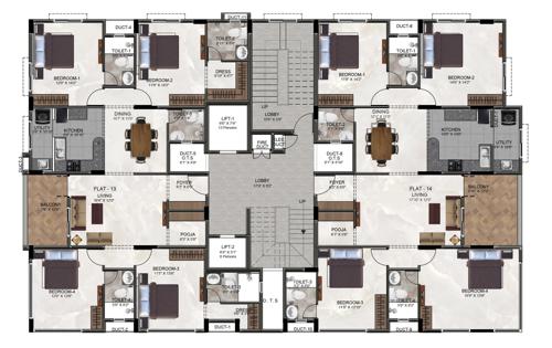  rathnagiri Ramaniyam Rathnagiri Cluster Plan from 7th to 8th Floor