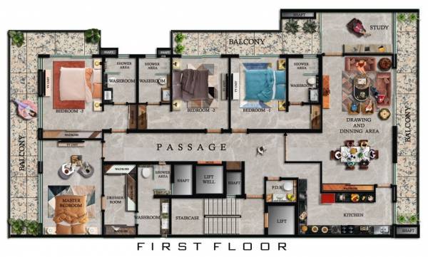  saraswati-properties Cluster Plan for 1st Floor