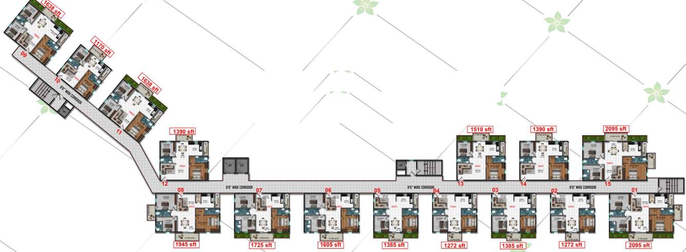  grandeur Grandeur Cluster Plan from 3rd, 6th, 9th, 12th and 15th Floor