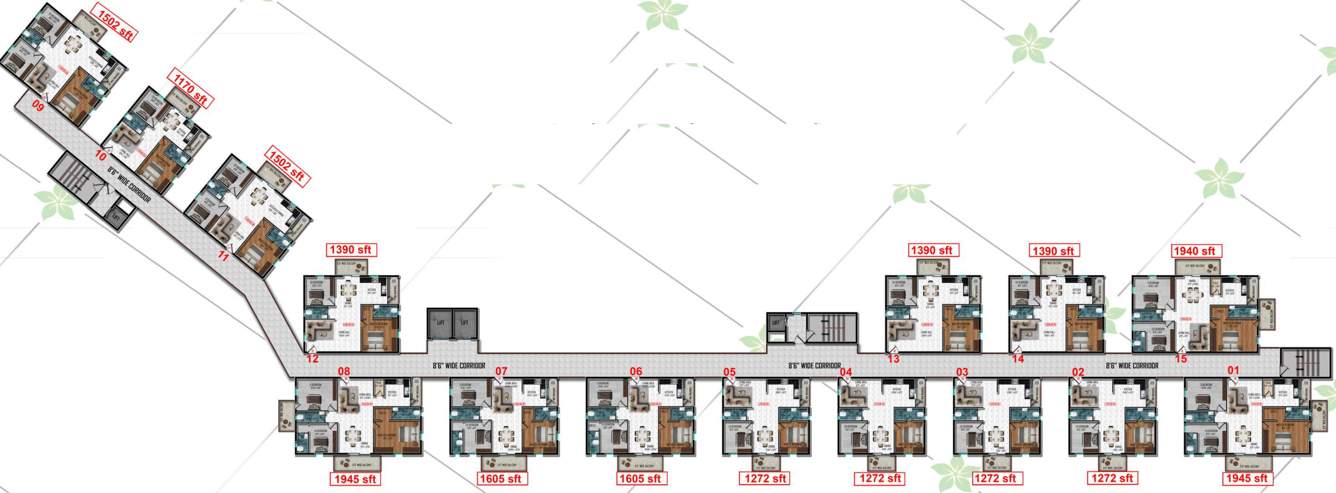 grandeur Grandeur Cluster Plan from 4th, 7th, 10th and 13th Floor