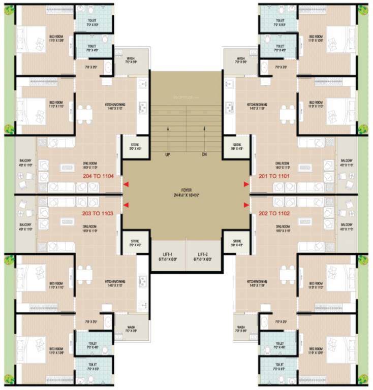  bansari platinum Block A Cluster Plan from 2nd to 11th Floor