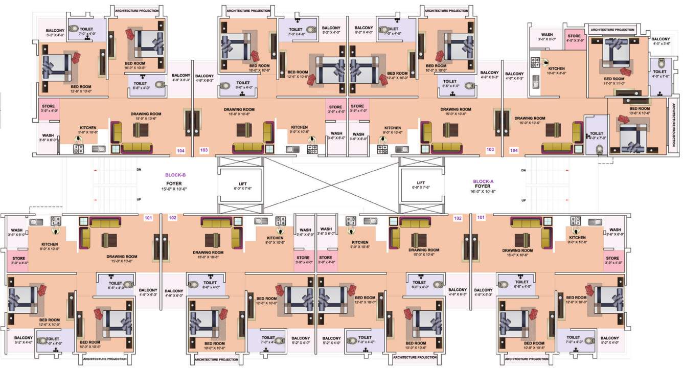  forever j homes Block A & B Cluster Plan from 1st to 4th Floor