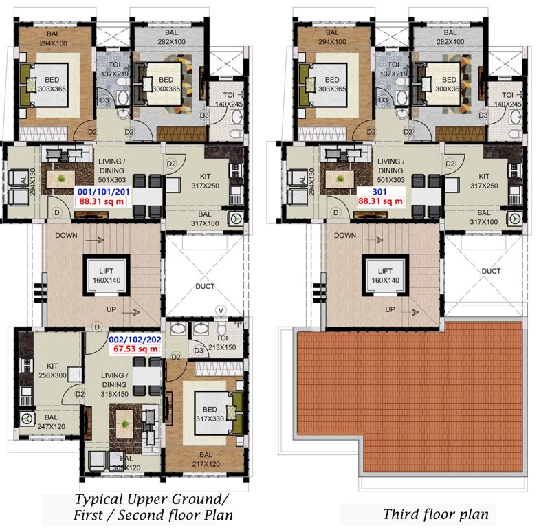  mysa Mysa Cluster Plan from 1st to 3rd Floor
