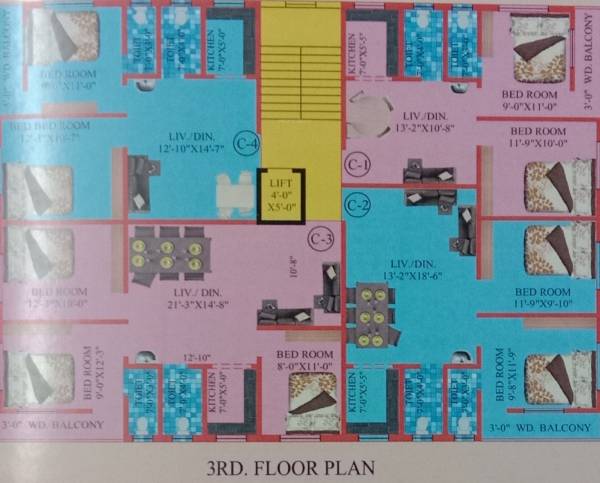  apartment Apartment Cluster Plan for 3rd Floor