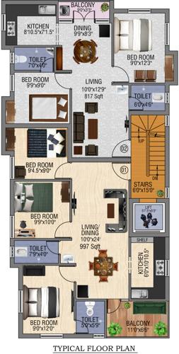  aishwaryam Aishwaryam Cluster Plan from 1st to 3rd Floor