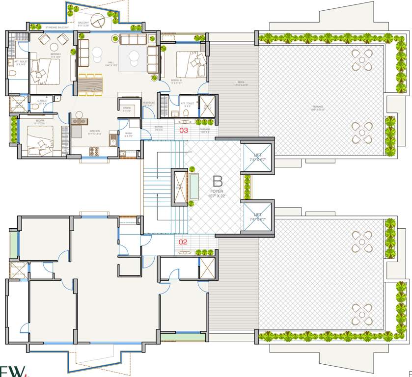  the view B Cluster Plan For 14th Floor