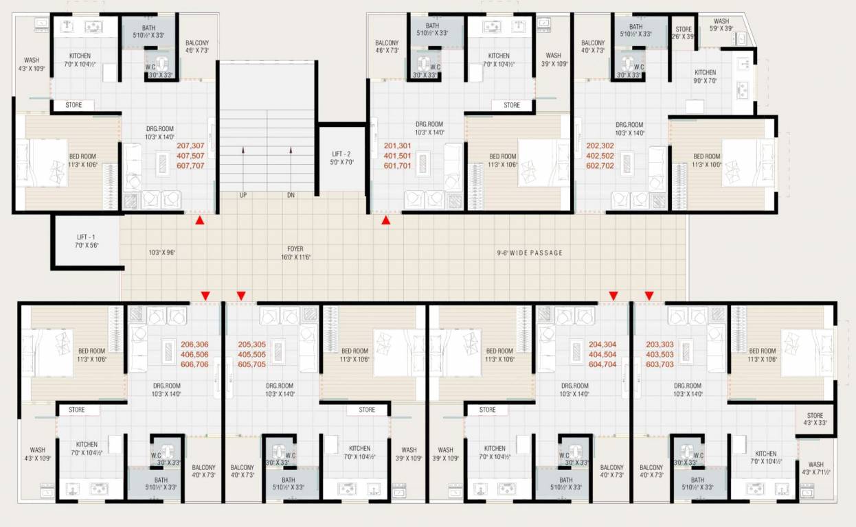  ashtavinayak elegance Block B Cluster Plan from 2nd to 7th Floor